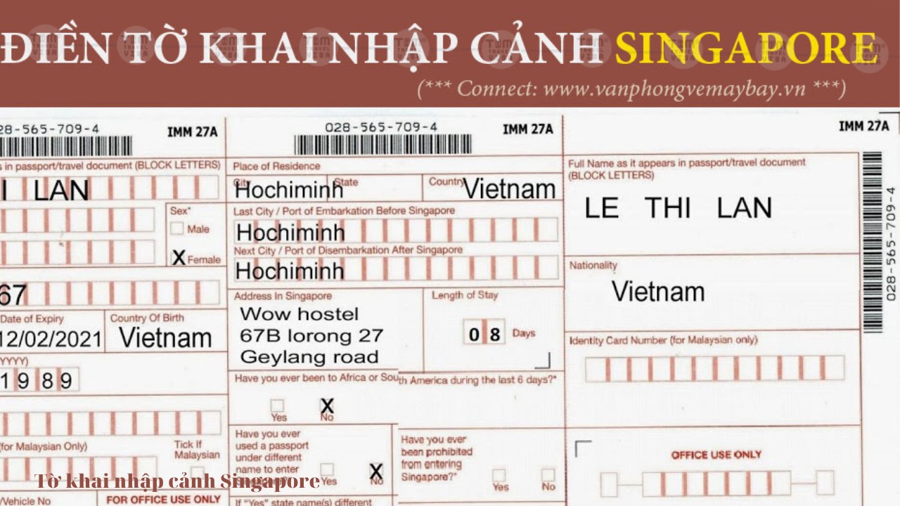 tờ khai nhập cảnh Singapore 