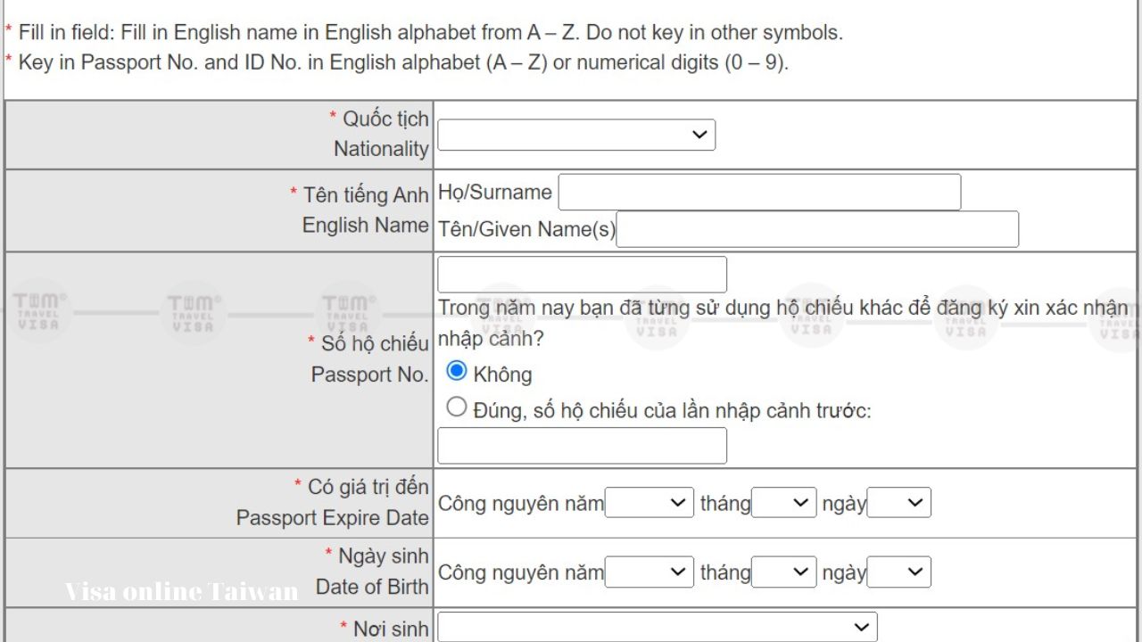 Quy định và điều kiện visa online Taiwan