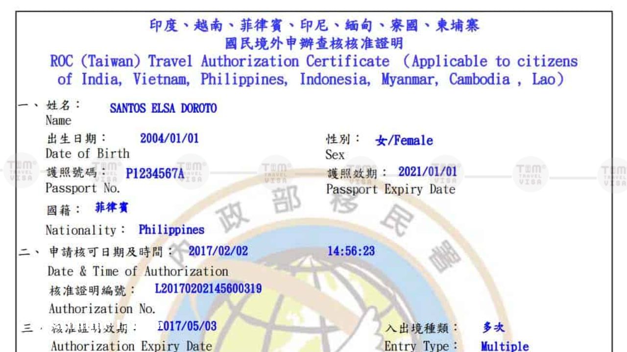 Thông tin về quy định ban đầu về visa online Taiwan
