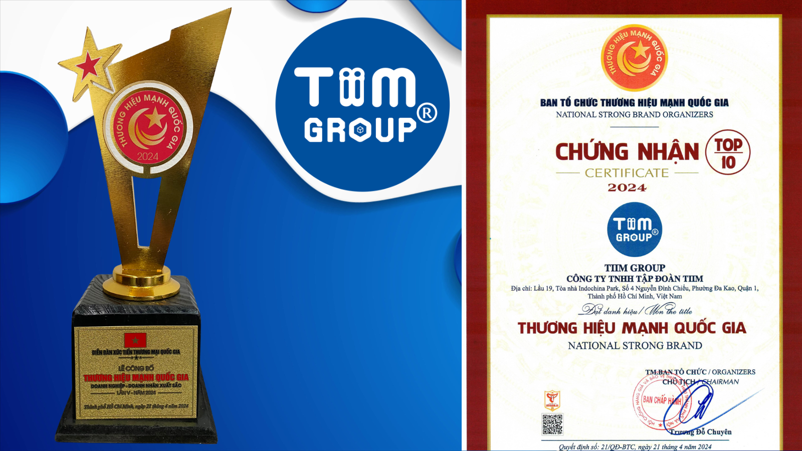 TIIM GROUP - TOP 10 - THƯƠNG HIỆU MẠNH QUỐC GIA