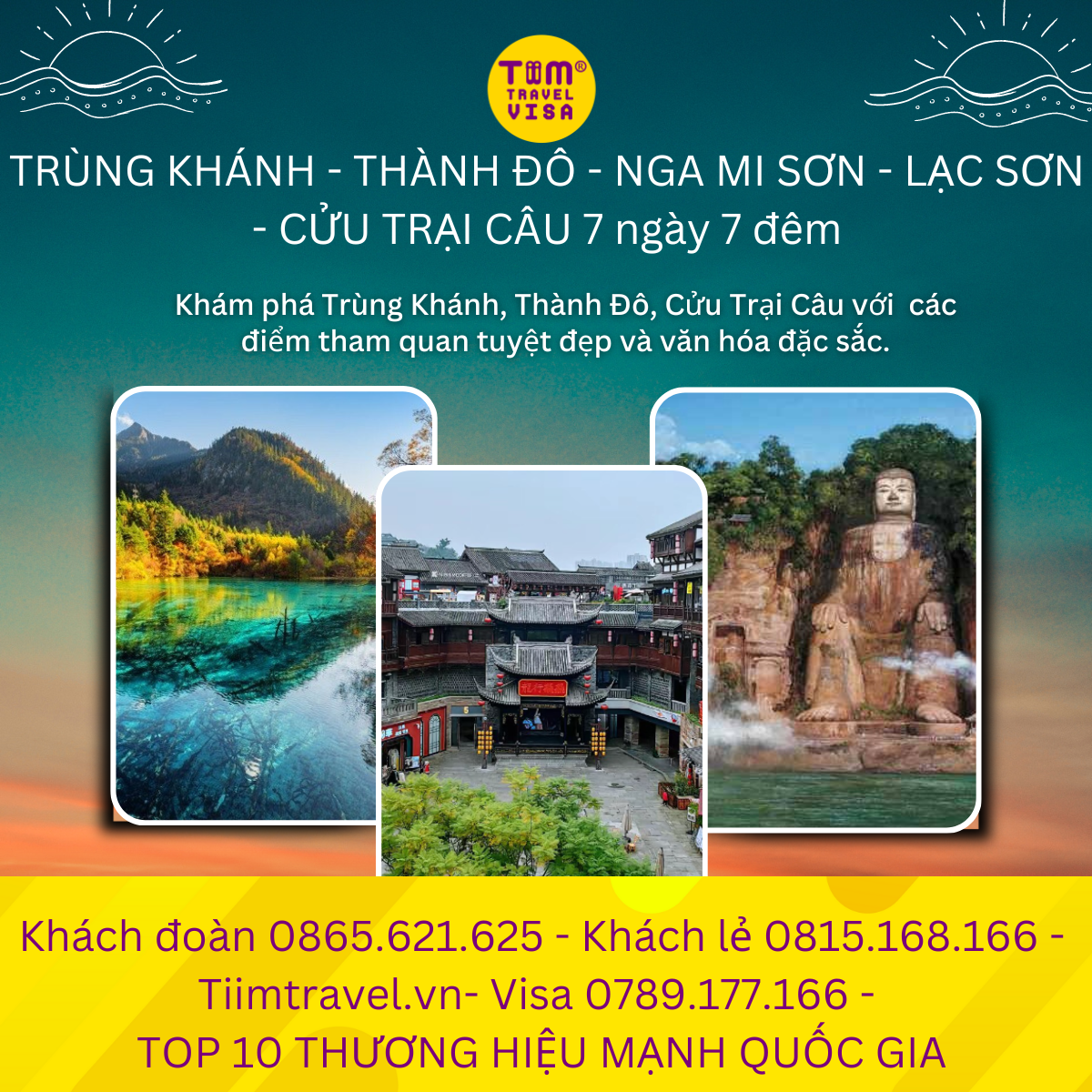 Tour Trùng Khánh - Thành Đô - Nga Mi Sơn - Lạc Sơn - Cửu Trại Câu 7 Ngày 7 Đêm