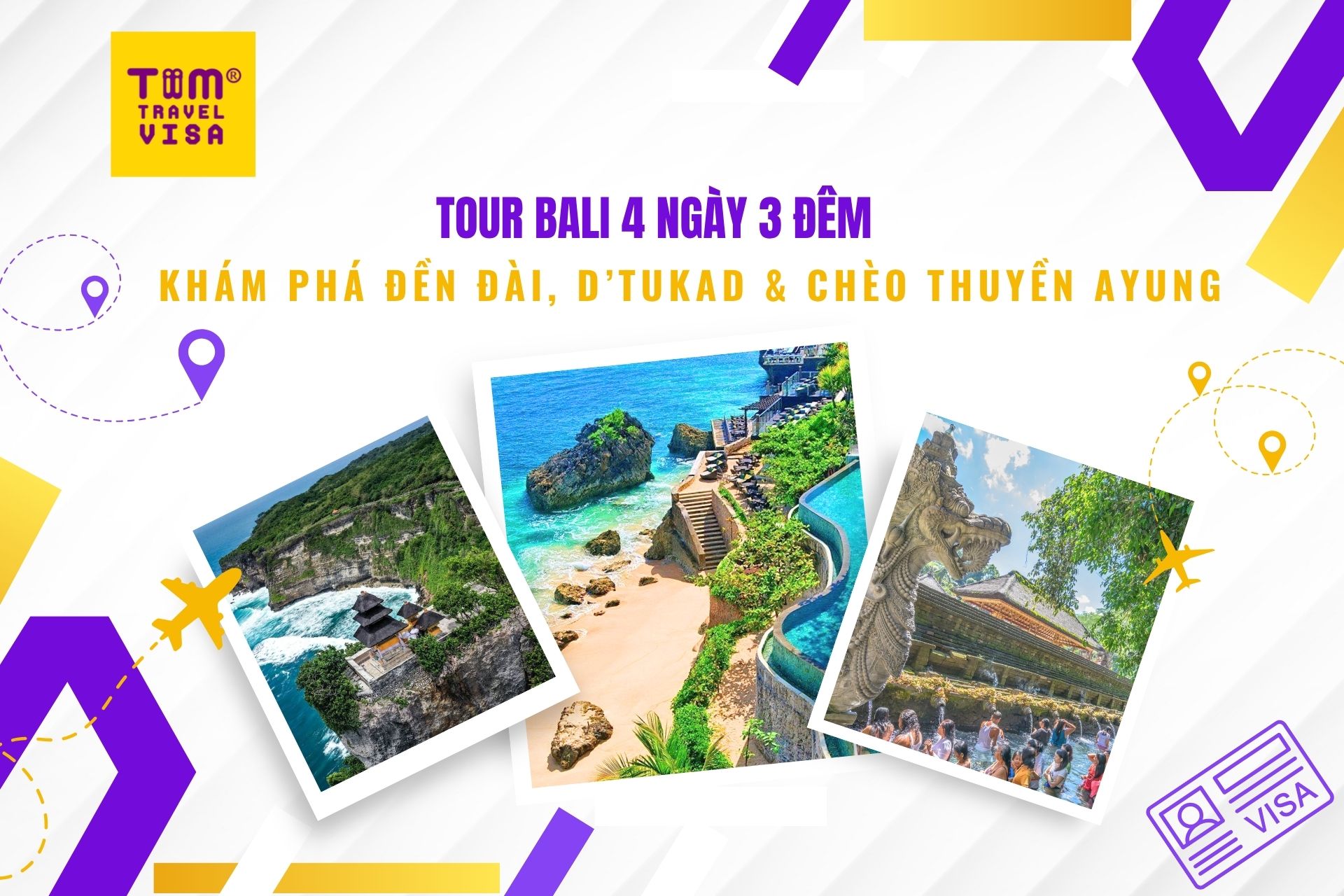 Tour Bali 4N3Đ: Khám Phá Đền Đài, D’Tukad & Chèo Thuyền Ayung