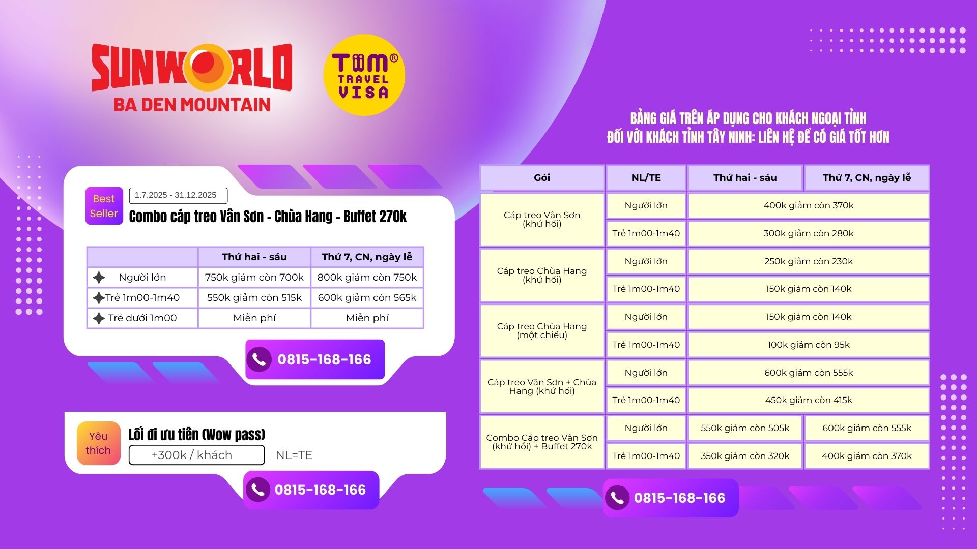 Vé cáp treo Bà Đen Tây Ninh 2025 - Giá vé Sun World Ba Den Mountain mới nhất