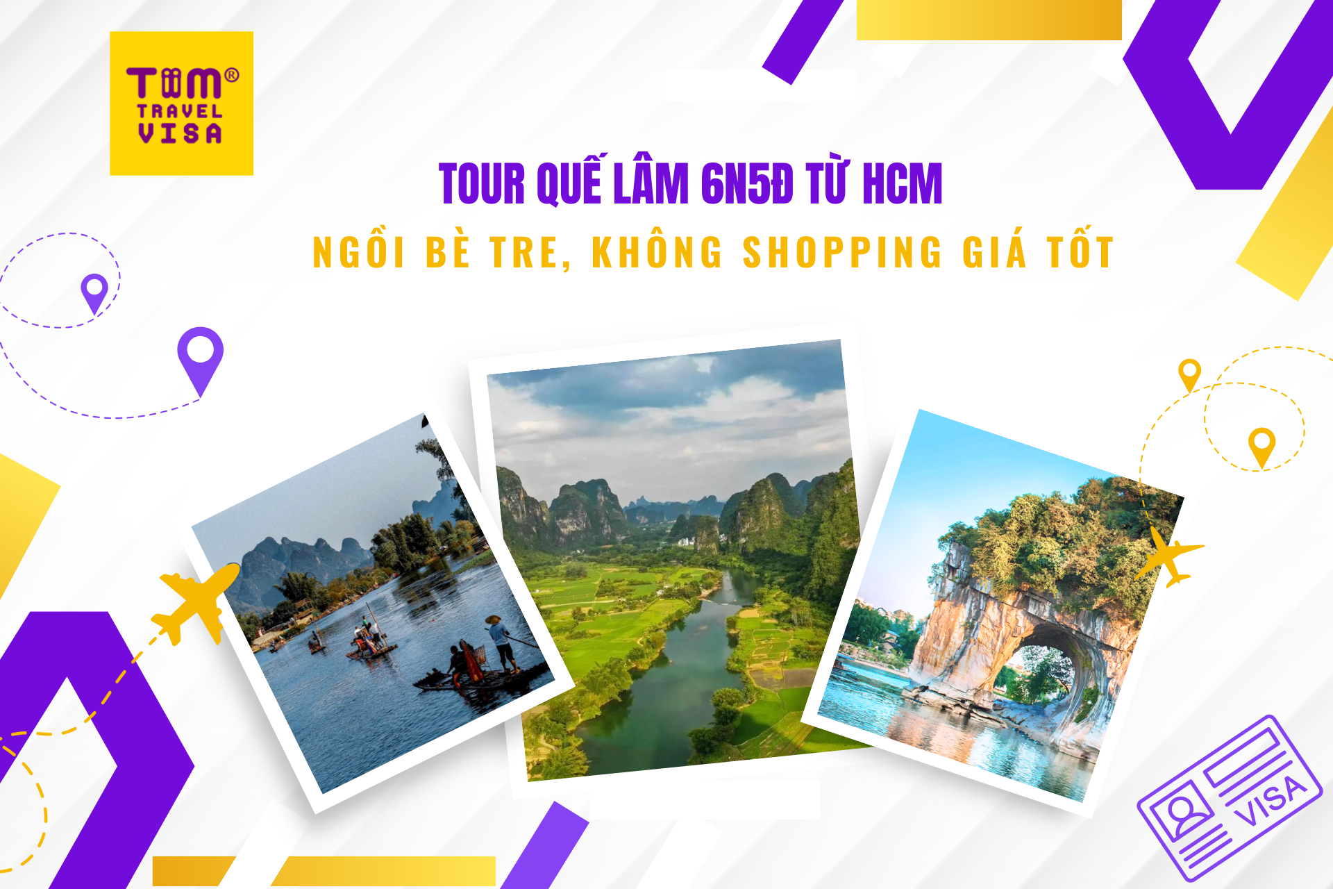 Tour Quế Lâm 6N5Đ từ HCM: Ngồi Bè Tre, Không Shopping Giá Tốt