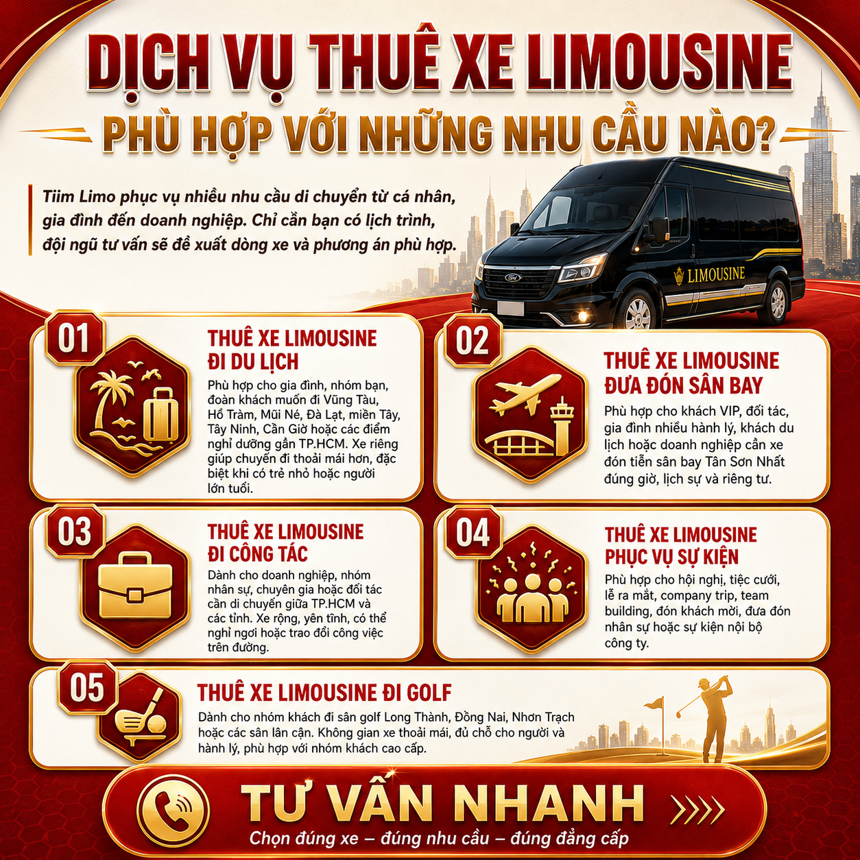 Nhu cầu thuê xe limousine