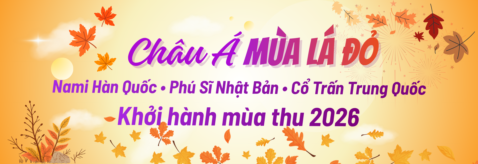 Khám phá vẻ đẹp mùa thu châu Á với các tour Hàn Quốc, Nhật Bản và Trung Quốc được tuyển chọn bởi Tiim Travel. Trải nghiệm mùa lá đỏ Nhật Bản, hàng ngân hạnh vàng rực tại Hàn Quốc và những thắng cảnh tuyệt đẹp của Trung Quốc trong thời điểm đẹp nhất năm.
