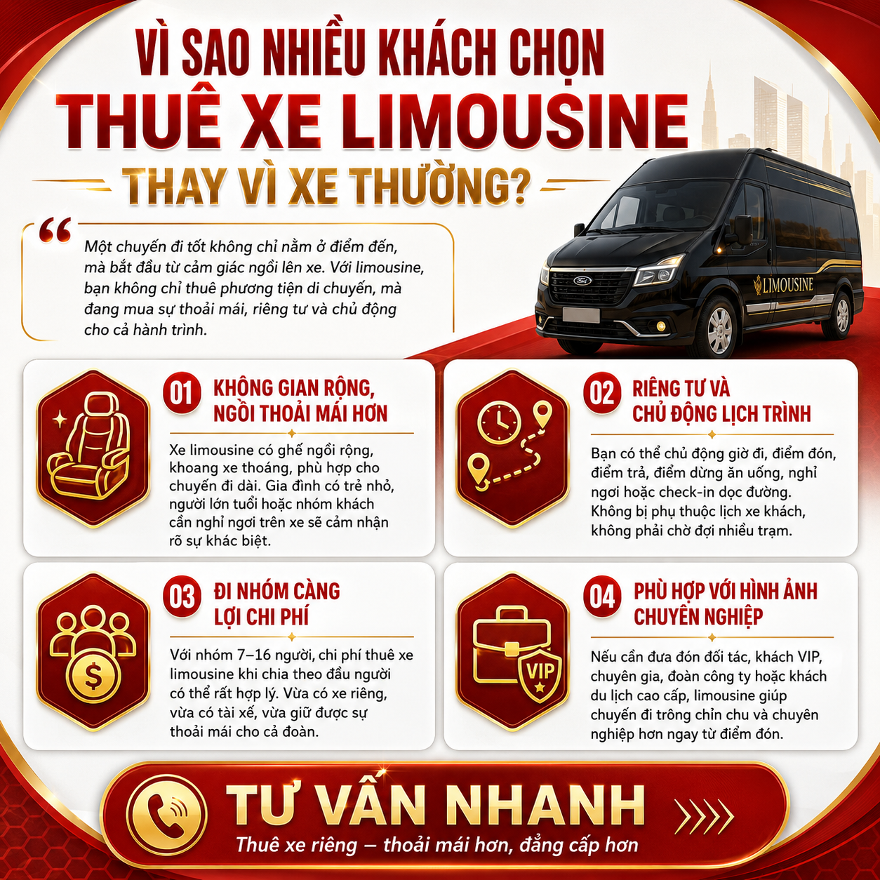 Vì sao chọn thuê xe limousine