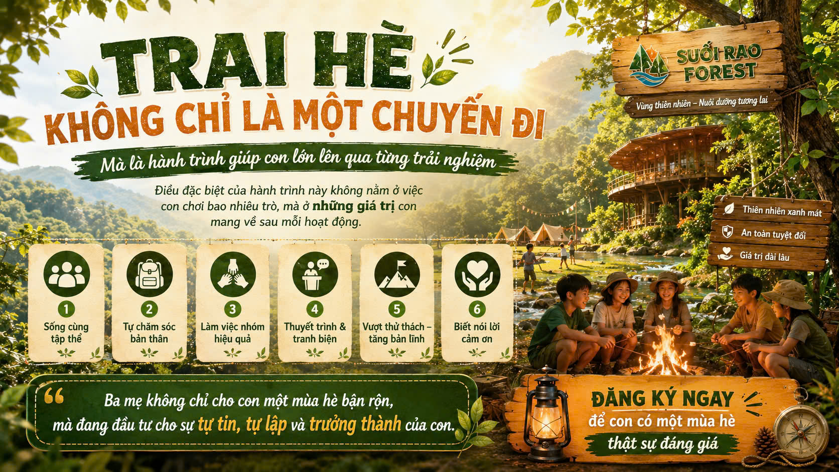 Trại Hè Phi Thường 2026 cho trẻ 9-15 tuổi tại Suối Rao Forest