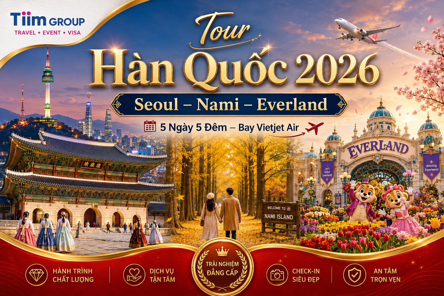 Tour Hàn Quốc Seoul – Nami – Everland 2026 | 5 Ngày 5 Đêm – Bay Vietjet Air