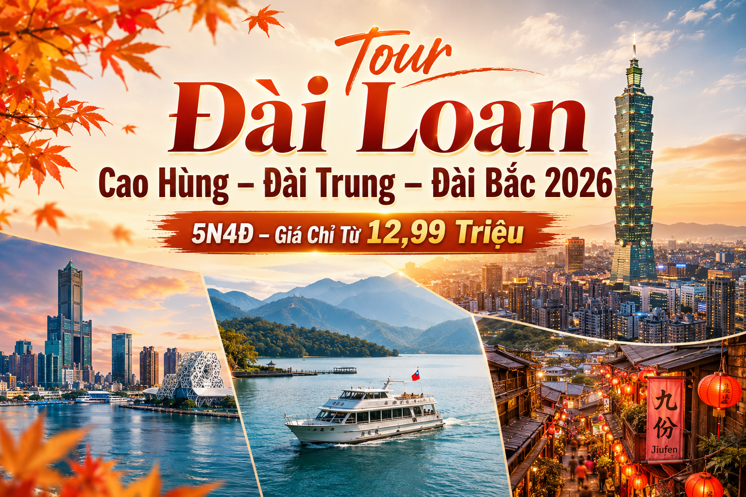 Tour Đài Loan Cao Hùng – Đài Trung – Đài Bắc 2026 | 5N4Đ – Giá Chỉ Từ 12,99 Triệu