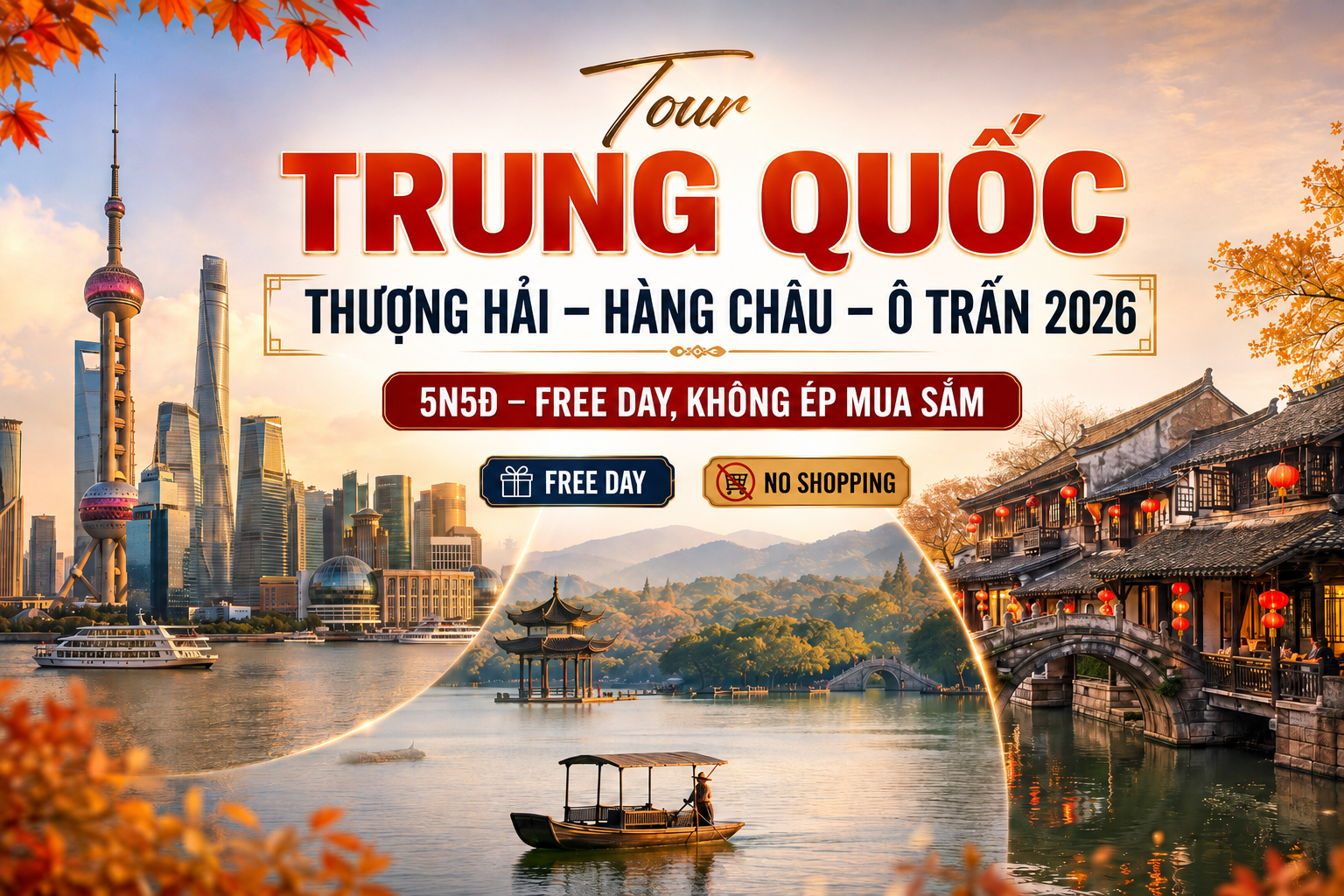 Tour Trung Quốc Thượng Hải – Hàng Châu – Ô Trấn 2026 | 5N5Đ – Free Day, Không Ép Mua Sắm