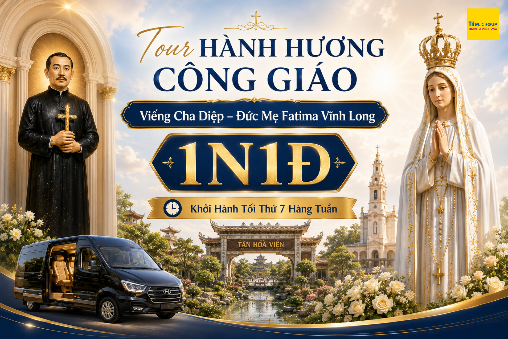 Tour Hành Hương Công Giáo: Viếng Cha Diệp – Đức Mẹ Fatima Vĩnh Long 1N1Đ | Khởi Hành Tối Thứ 7 Hàng Tuần