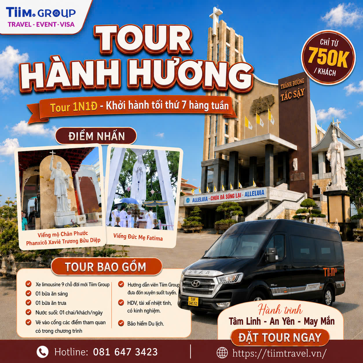 Tour Hành Hương Công Giáo: Viếng Cha Diệp – Đức Mẹ Fatima Vĩnh Long 1N1Đ | Khởi Hành Tối Thứ 7 Hàng Tuần