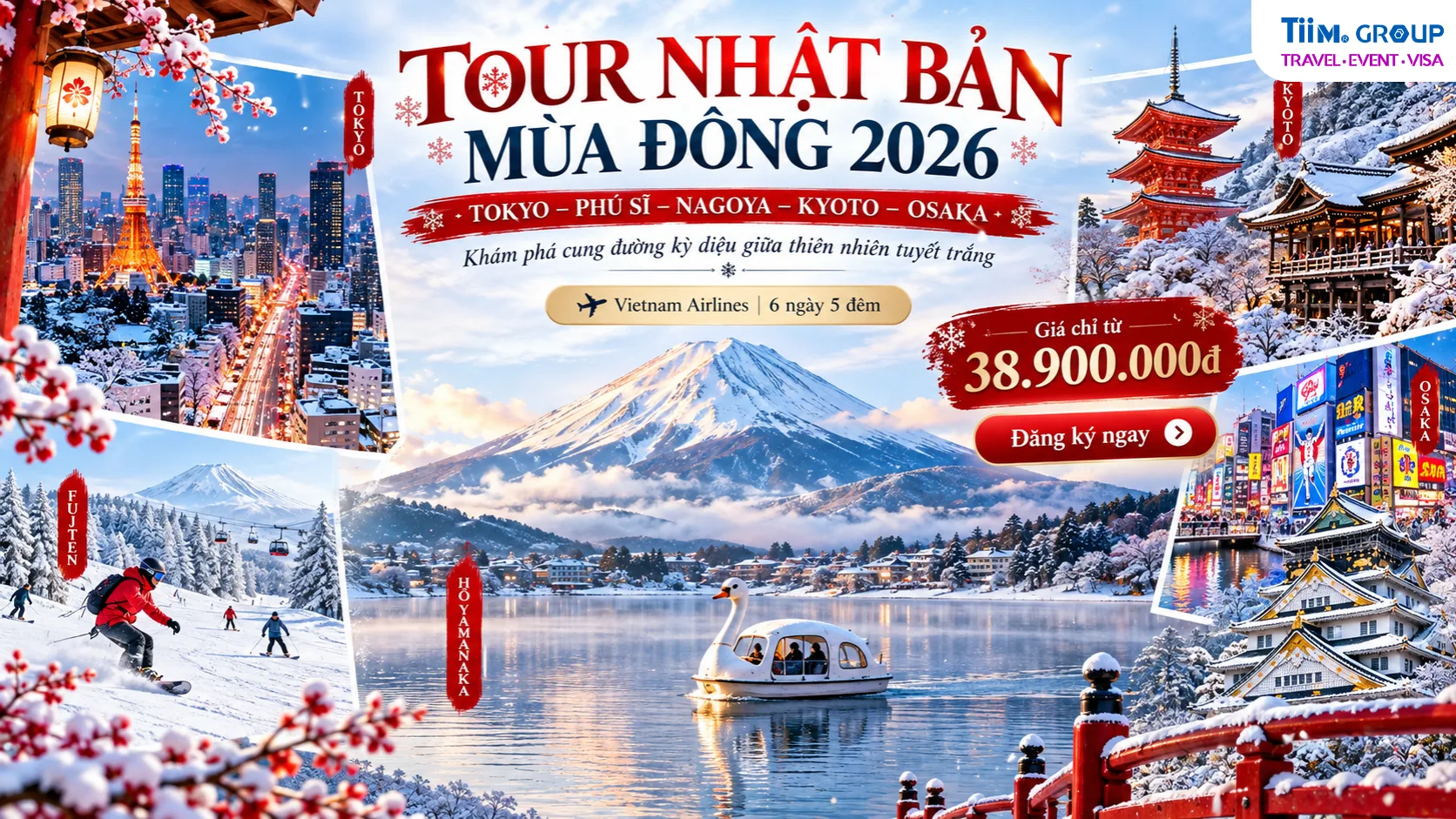 Tour Mùa Đông Nhật Bản Mùa Đông 6N5Đ: Tokyo – Phú Sĩ – Kyoto – Osaka